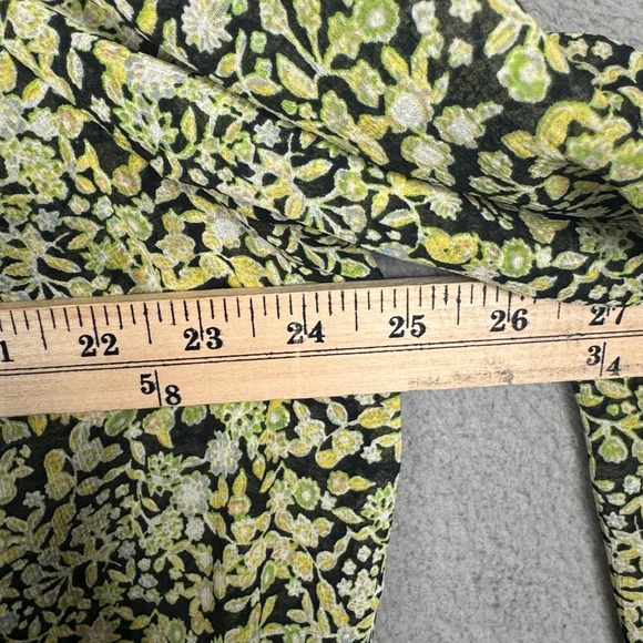Free People Top Womens L Black Yellow Lela Floral Smocked Ruffle Blouse Boho - Picture 14 of 15